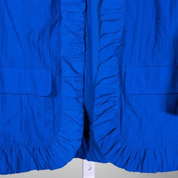 Chico's Women's Jacket Blue Open Front Ruffle Pockets 3/4 Sleeve Size 0 US S/4 - Picture 8 of 8